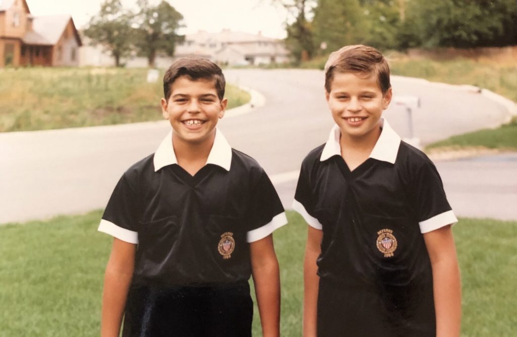 Young Fotis and his brother dressed in their referee uniforms in the 1980s.